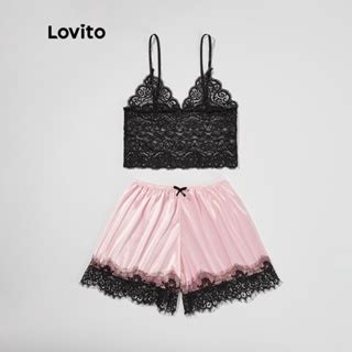 Lovito Sexy Lace Lingerie Bra And Panty Set For Women L00006 Shopee