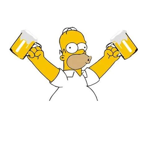 The Simpsons Holding Two Beer Mugs With Both Hands In Front Of His Face