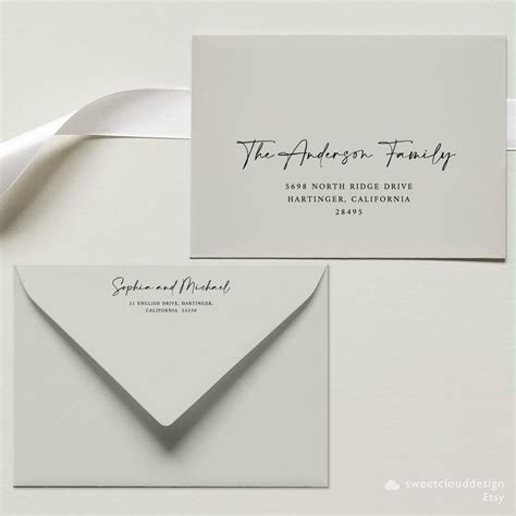 Minimalist Printable Envelope Address And Return Template Etsy