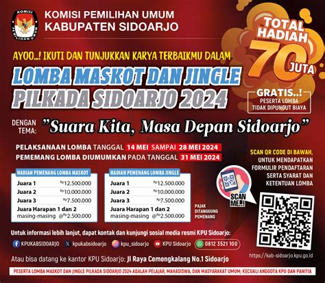 KPU Sidoarjo Gelar Lomba Maskot Dan Jingle Pilkada 2024 Berhadiah