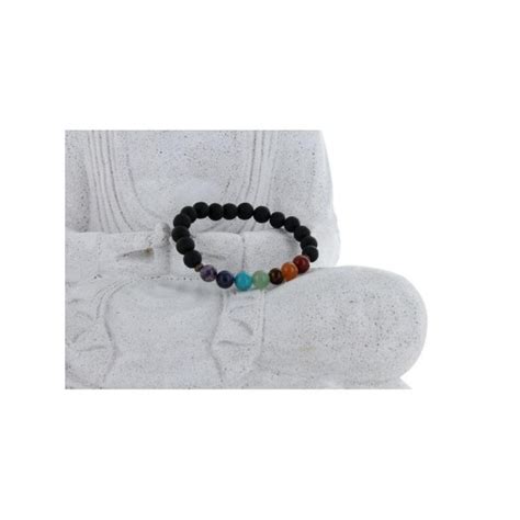 Bracelet 7 Chakras Pierre De Lave Perles Rondes 8 Mm Esoteriqua