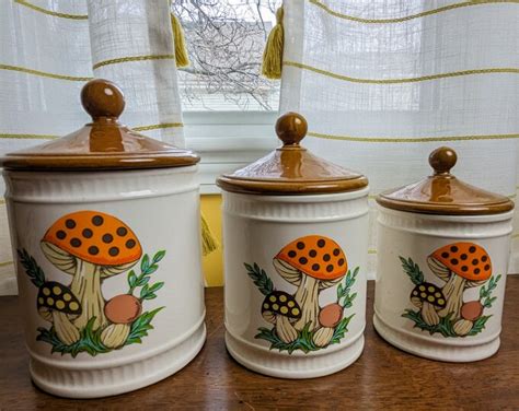 Vintage Sears Roebuck Merry Mushroom Canister Set Etsy