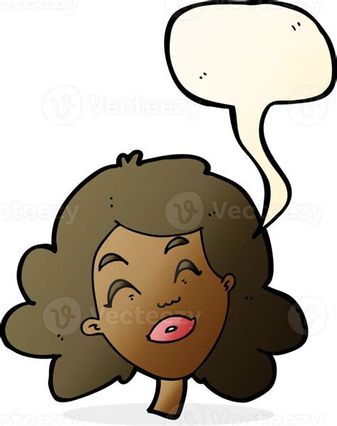 Cartoon Happy Female Face With Speech Bubble 44985805 Png