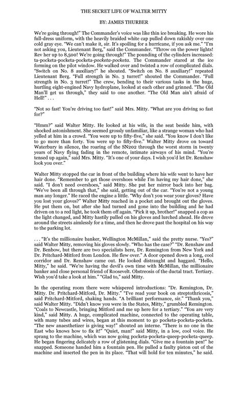 The Secret Life Walter Mitty Short Story 1