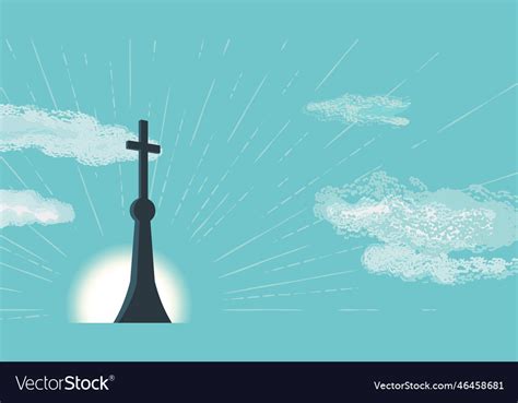 Christian cross on top of church background Vector Image