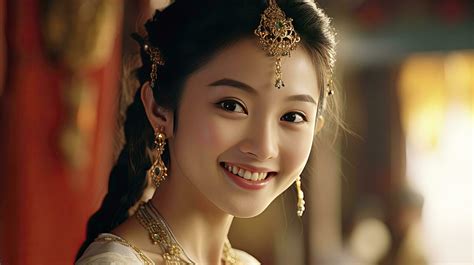 Ai Generated Chinese Beautiful Smiling Girl With Chinese Traditional