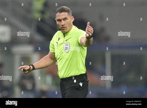 Milan Italy 12th Apr 2023 Referee Istvan Kovacs During The Uefa