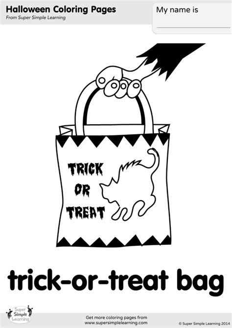 Trick-Or-Treat Bag Coloring Page - Super Simple