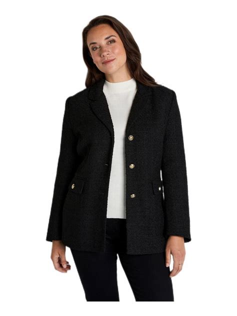 Veste droite boutonnée tissu natté col tailleur Noir Kiabi 79 99