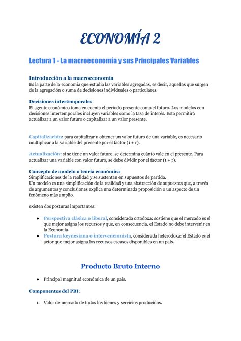 Economía II Modulo 1 ECONOMÍA 2 Lectura 1 La macroeconomía y sus