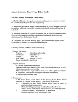 Fillable Online Oregonstate Annual Assessment Report Form Ethnic