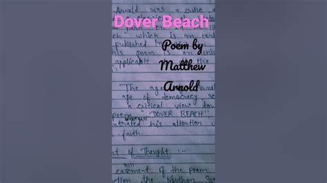 Dover Beach Poem By Matthew Arnold Youtube