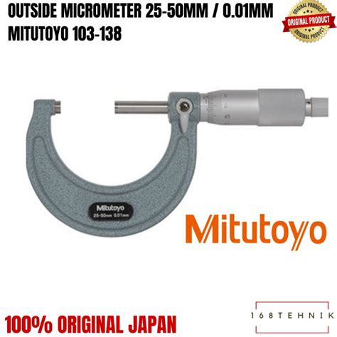 Jual MITUTOYO 103 138 Outside Micrometer 25 50mm 0 01mm Mikrometer