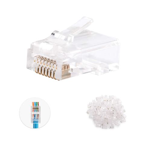 Cable Matters Paquete De 100 Conectores RJ45 De Paso Cat 6 Extremos De