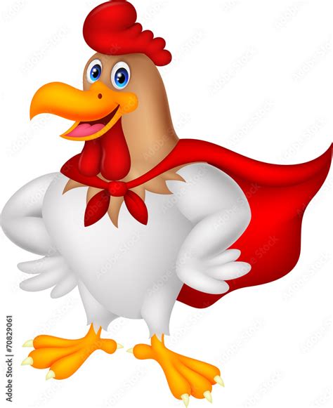 Cartoon super rooster posing Stock Vector | Adobe Stock