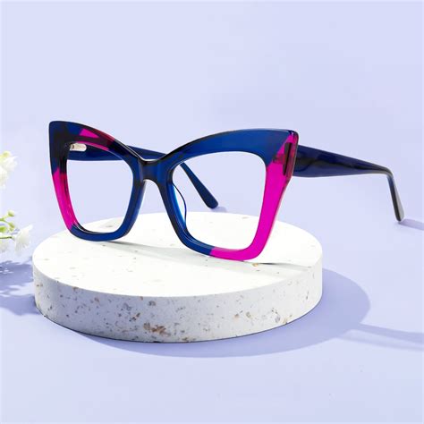 Damyan Cat Eye Blue Purple Eyeglasses Vooglam