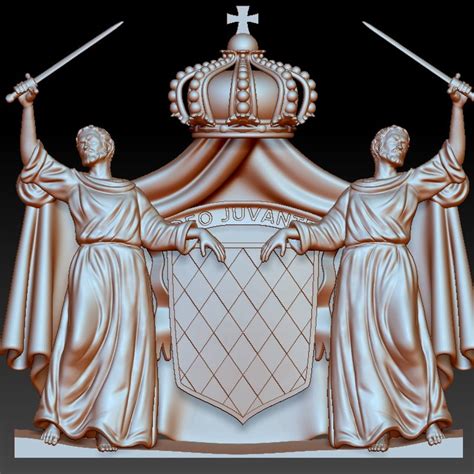 Coat of arms of Monaco. Sculpting | CGTrader