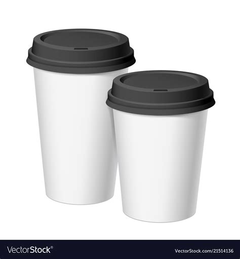 A set of white realistic disposable cups of paper Vector Image