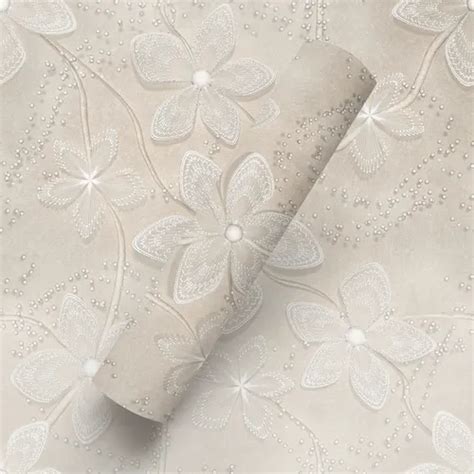 Papel De Parede Autocolante P Quarto Flor De Seda Nude M Mercadolivre