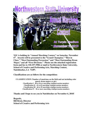 Fillable Online Demonband Nsula Nsu Is Holding Its Annual Marching