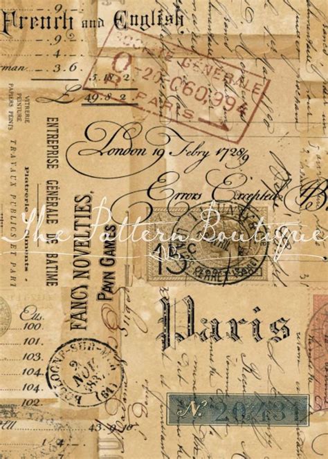 French Vintage Digital Paper Ephemera Pack Vintage Book Pages For