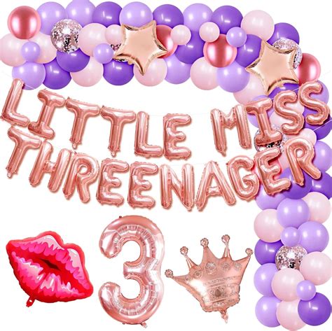 3rd Birthday Decorations For Girls Little Miss Threenager Birthday Decorations Girl