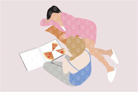 Archade Two People Sitting And Eating A Pizza Vector Drawings