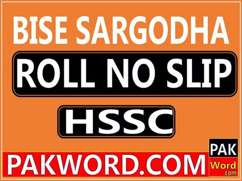 Bise Sargodha Roll No Slip Intermediate 2nd Annual Exam Pak Word