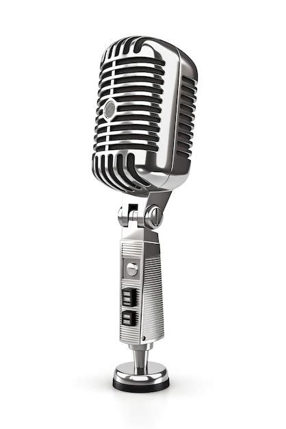 Premium Photo An Old Fashioned Microphone On A Stand On A White