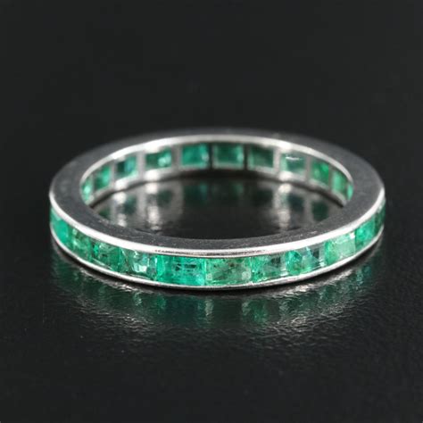 Vintage Platinum Emerald Eternity Band | EBTH