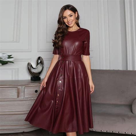 Handmade Womens Lambskin Leather Dress Burgundy Leather Etsy