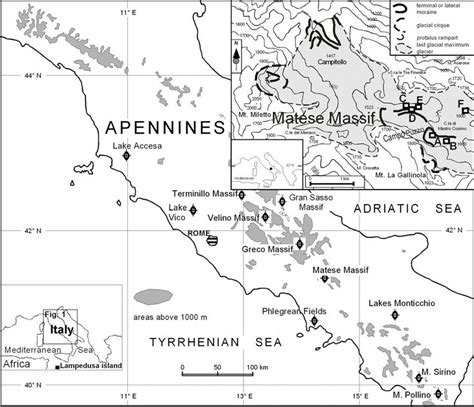 Reference map and outline (inset) of the main glacial features and ...