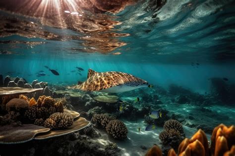 Premium Ai Image Exotic Shoal On Colorful Reefs Fish Gliding