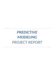 Predictive Modeling Project Aakanksha Docx Predictive Modeling