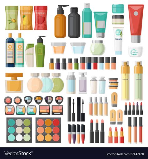 Set isolated cosmetic hygiene items skincare Vector Image