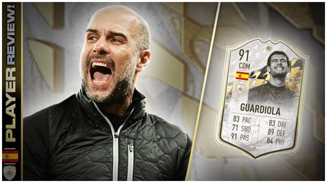 PRIME ICON MOMENTS 91 RATED PEP GUARDIOLA PLAYER REVIEW FIFA 22