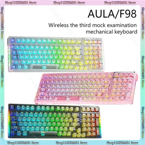 Aula F Teclado Sem Fio Transparente Tr S Modos Hot Swappable Bateria