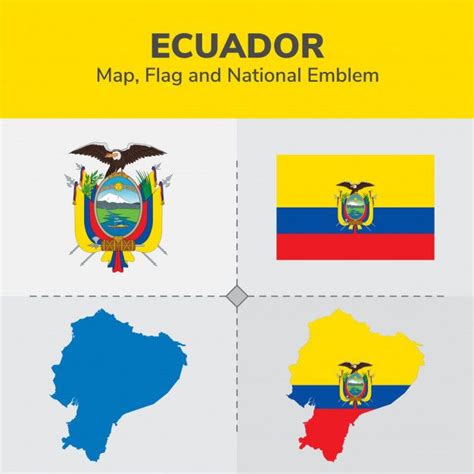 Mapa De Ecuador Bandera Y Emblema Nacional Vector Premium Ecuador