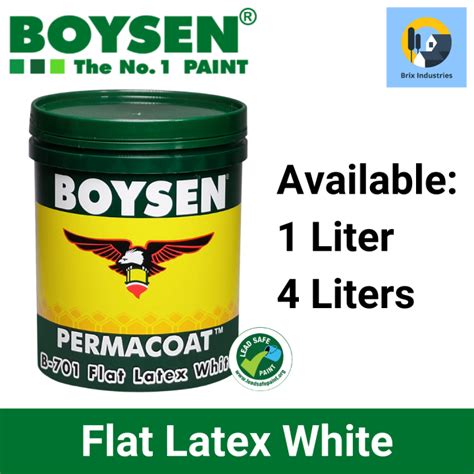 Boysen Permacoat Flat Latex White 1 Liter Or 4 Liters Gallon B 701