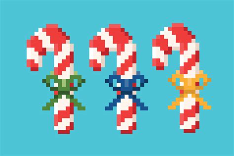 Candy cane set pixel art vector 34531599 Vector Art at Vecteezy