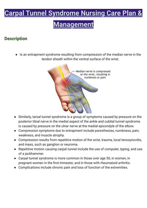 Solution Carpal Tunnel Syndrome Nursing Care Plan And Management Studypool