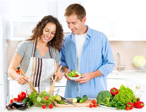 Happy Couple Cooking Together Vegetable Salad Dieting Phoenix Medicine