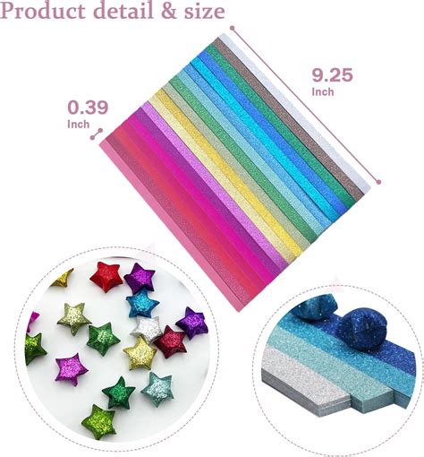 Glitter Origami Star Paper Strips Sheets Lucky Paper Star Strips