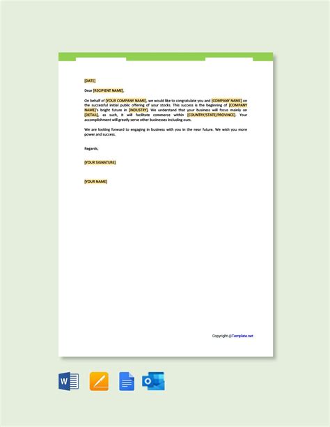 Business Greeting Letter in Google Docs, Pages, Word, Outlook, PDF ...