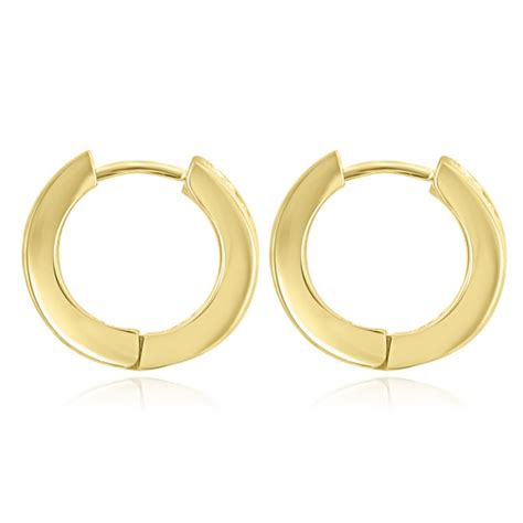 120 Ct Ladies Round Cut Diamond Hoop Huggie Earrings In 14 Kt Yellow Gold