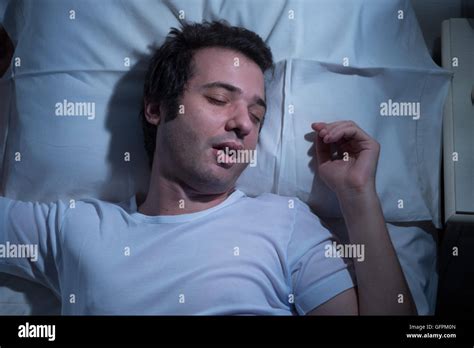 Man Sleeping Bed Night Hi Res Stock Photography And Images Alamy