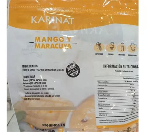 Pulpa Maracuya Mango Natural Sin Azucar Agregado Karinat En Venta En