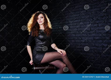 Brunette Curly Haired Long Legs Girl Stock Image Image Of Elegant Chair 233112767