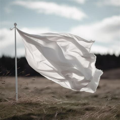 Bandera Blanca Ondeando En El Viento En El Asta De La Bandera Contra El