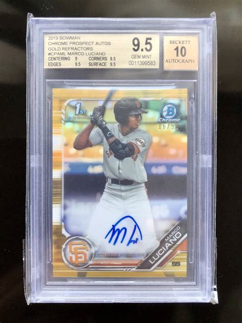 Marco Luciano Bowman Chrome Prospect Gold Refractor Auto Bgs